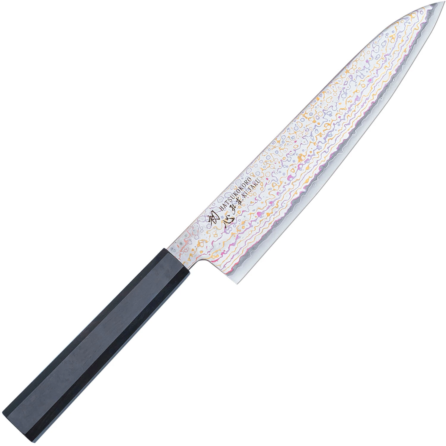 Hatsukokoro Kujaku V-Toku 2 Rainbow Damast Gyuto 21 cm